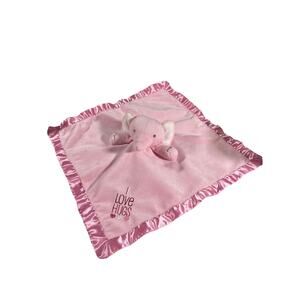 STEPPING STONES I LOVE HUGS PINK SATIN TRIM ELEPHANT BABY LOVEY SECURITY BLANKET